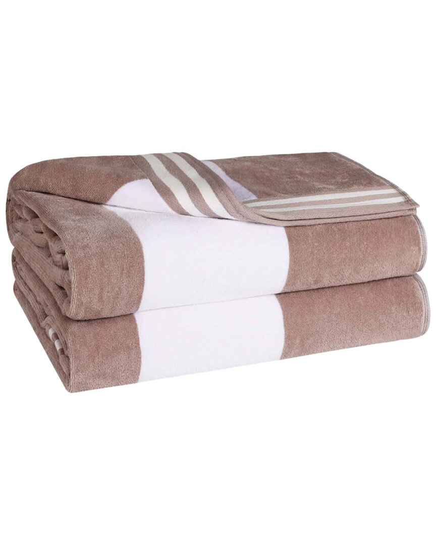 Superior Set Of 2 Cabana Stripe Oversized Cotton Beach Towels