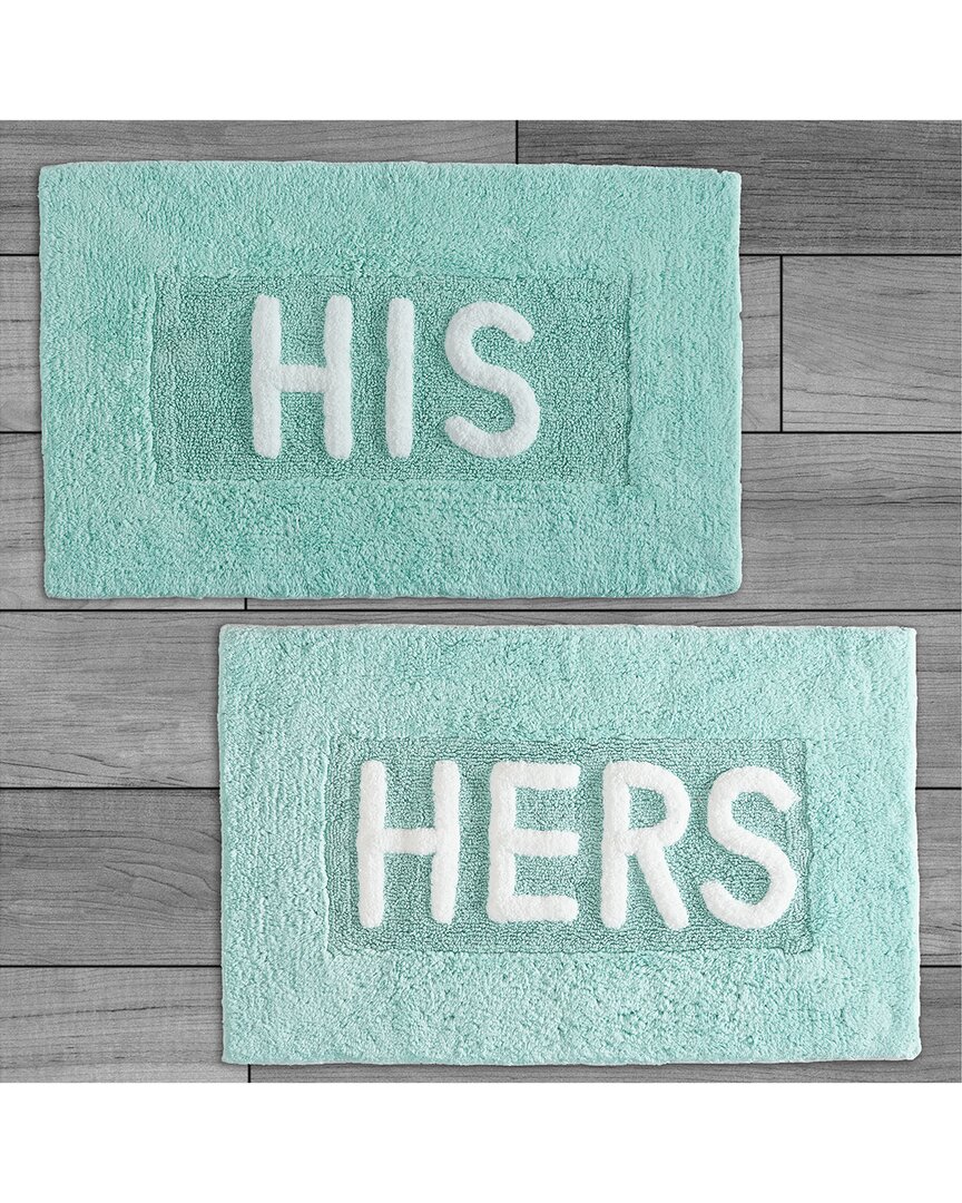 Jean Pierre New York His & Hers Bath Mat Set In Green