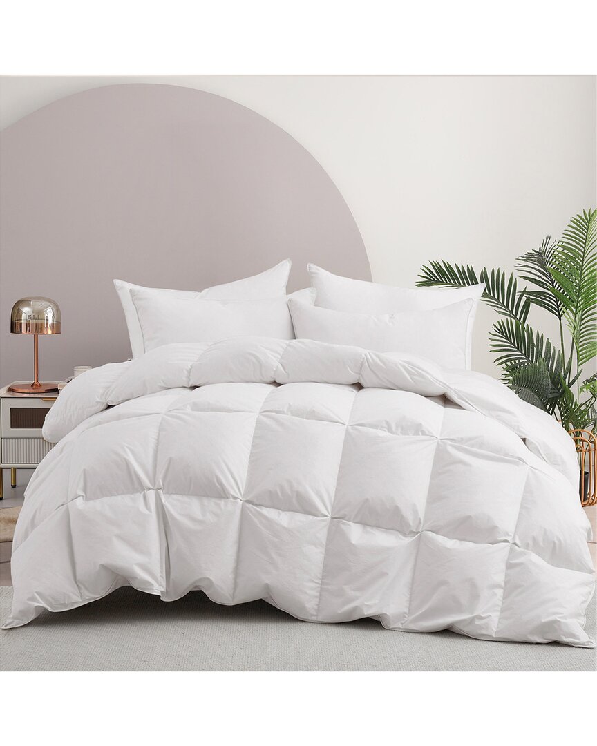 Shop Unikome 233 Thread Count Medium Warmth Goose Feather Down Comforter With  Pintuck Cover In White