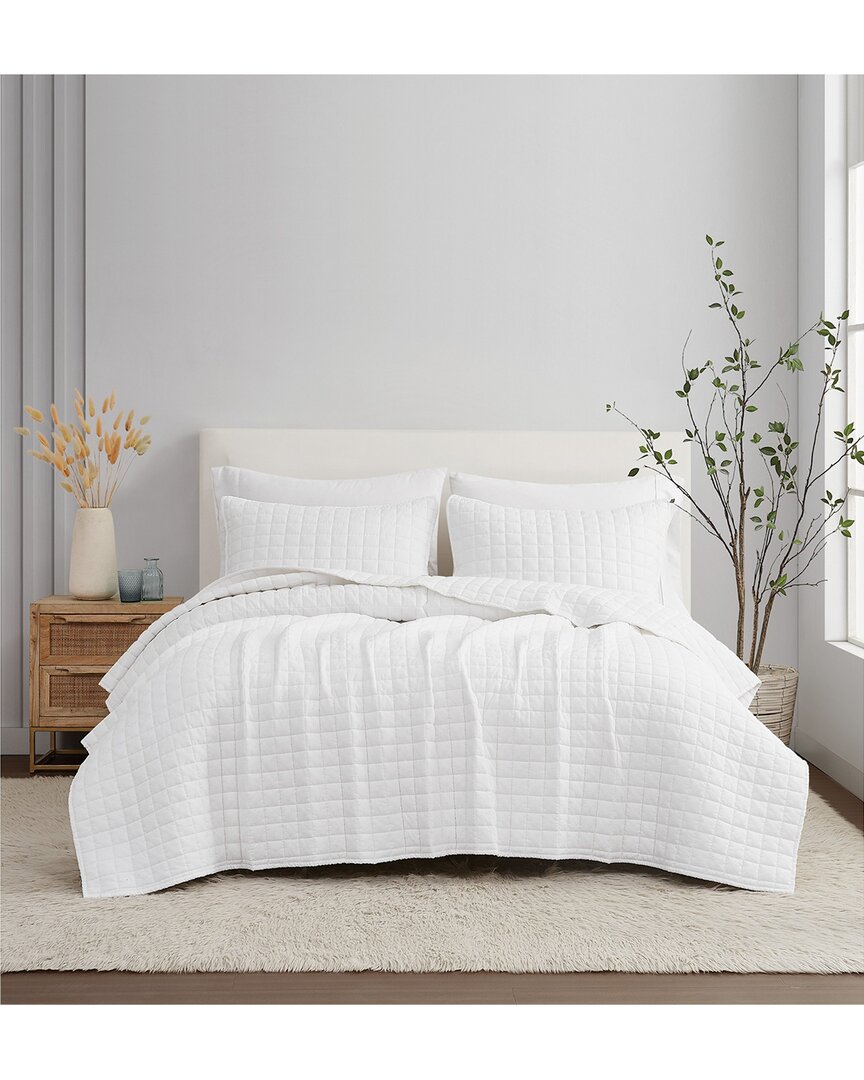 Brooklyn Loom Solid Linen 3pc Quilt Set In White