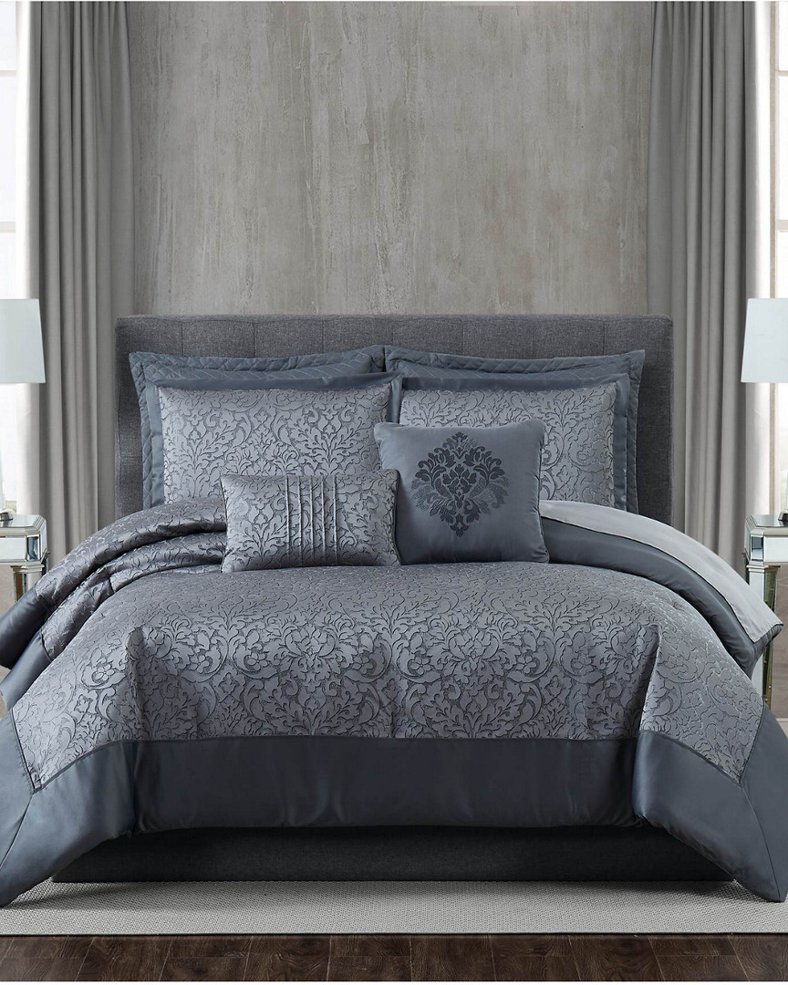 Shop 5th Avenue Lux Coventry 7 Piece Comforter Set In Grey