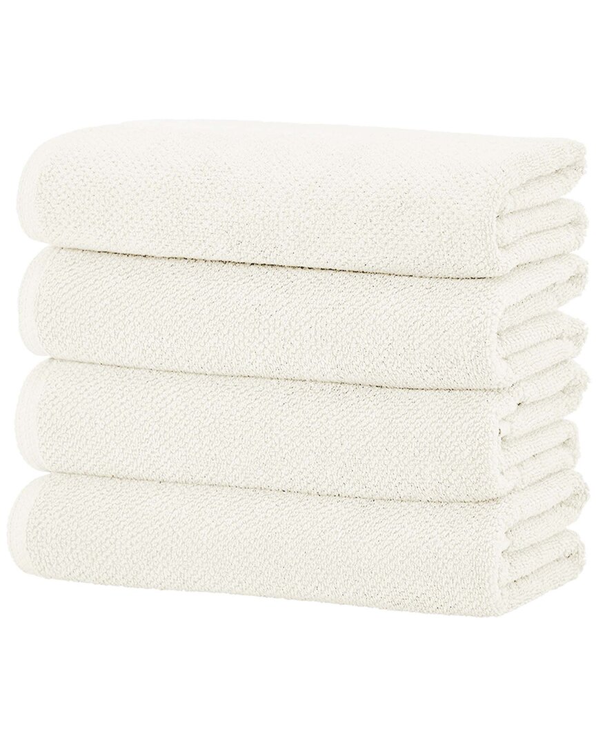 Linery & Co Luxury Cotton Textured Bath Towel In White