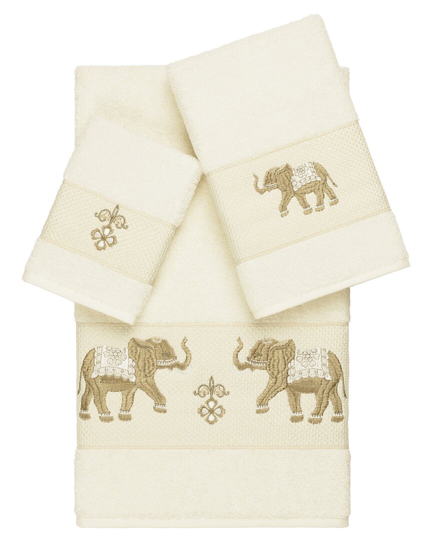 Linum Home Textiles Quinn Turkish Cotton 3pc Embellished Towel Set
