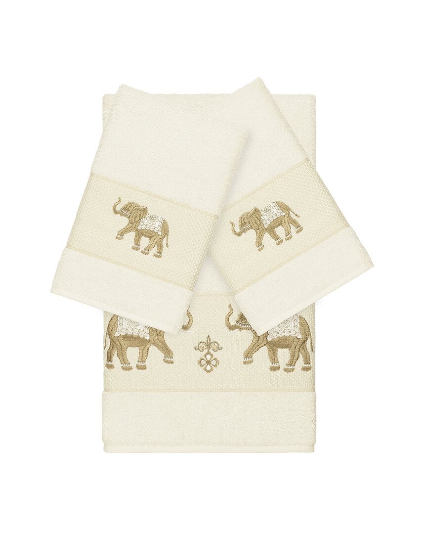 LINUM HOME TEXTILES LINUM HOME TEXTILES QUINN TURKISH COTTON 3PC EMBELLISHED TOWEL SET