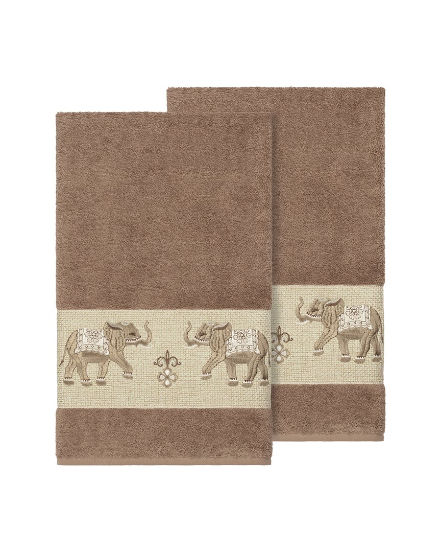 Linum Home Textiles Quinn Turkish Cotton 2pc Embellished Bath Towel Set