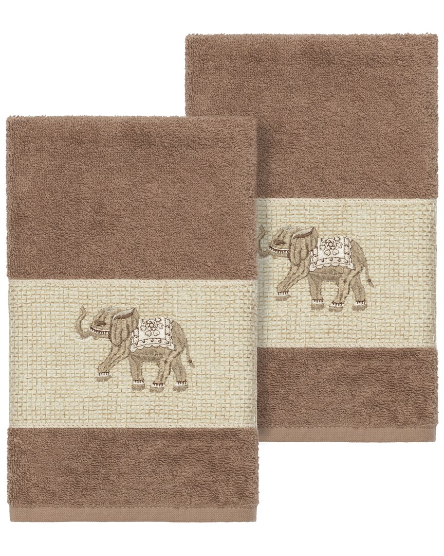 Linum Home Textiles Quinn Turkish Cotton 2pc Embellished Hand Towel Set