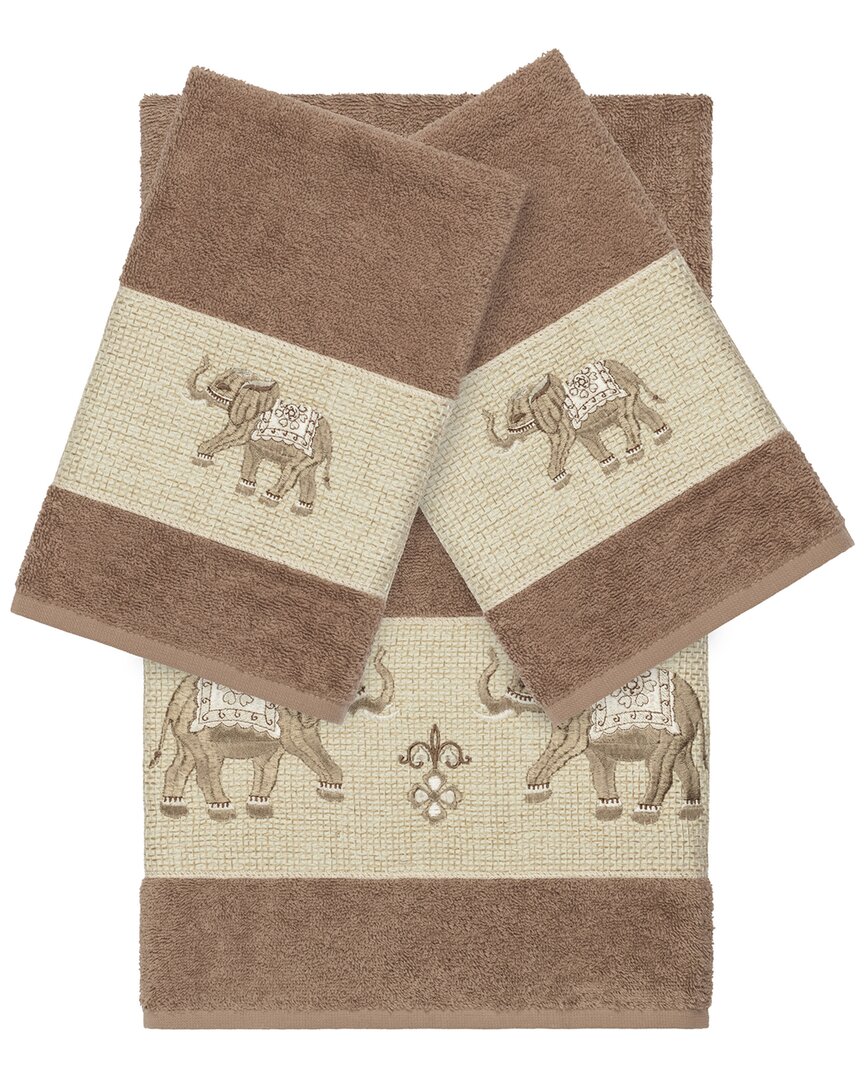 Linum Home Textiles Quinn Turkish Cotton 3pc Embellished Towel Set