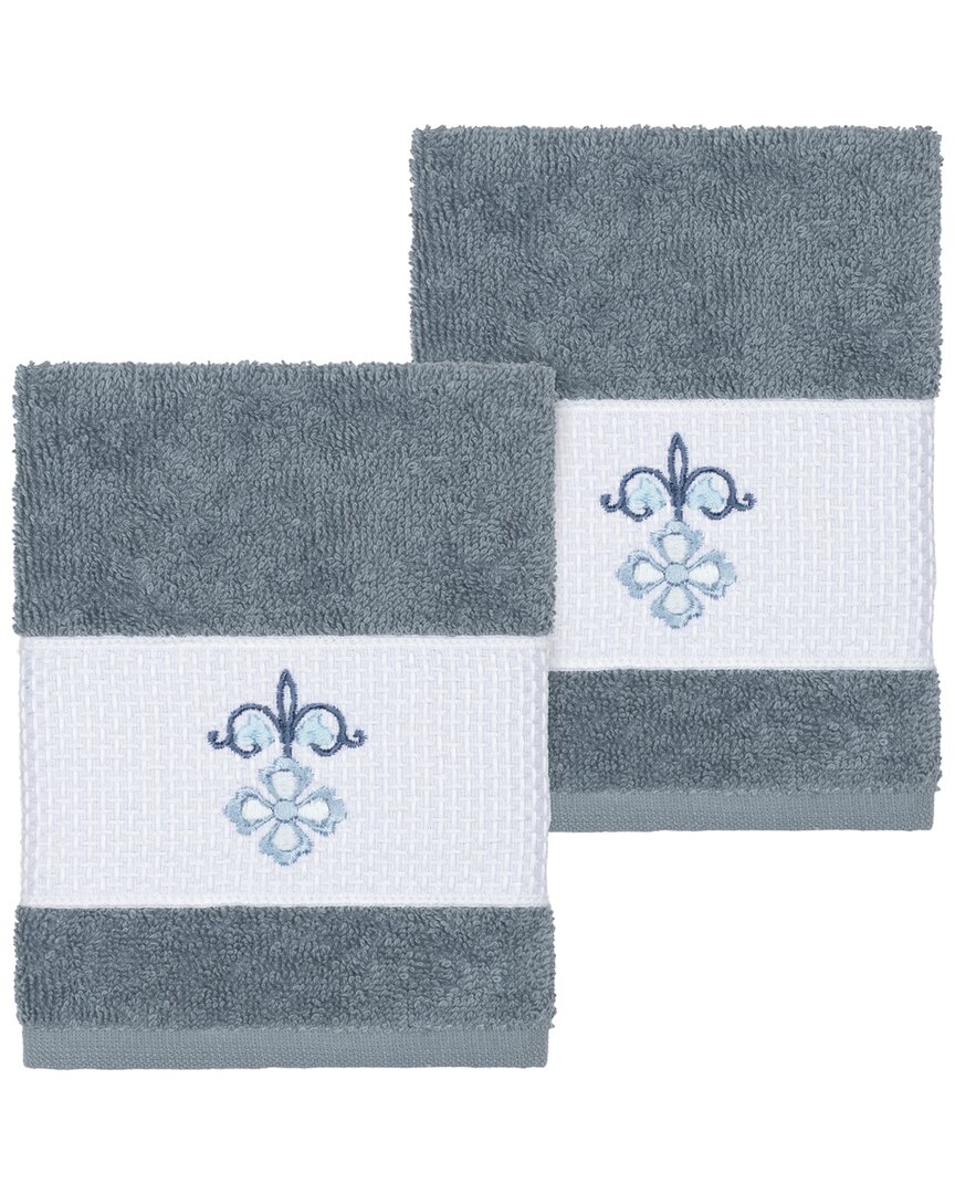 Linum Home Textiles Quinn Turkish Cotton 2pc Embellished Washcloth Set