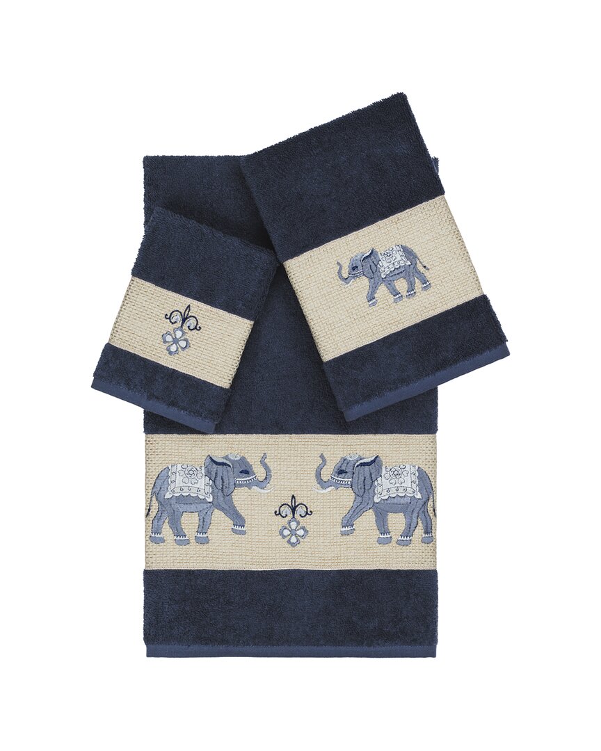 Linum Home Textiles Quinn Turkish Cotton 3pc Embellished Towel Set