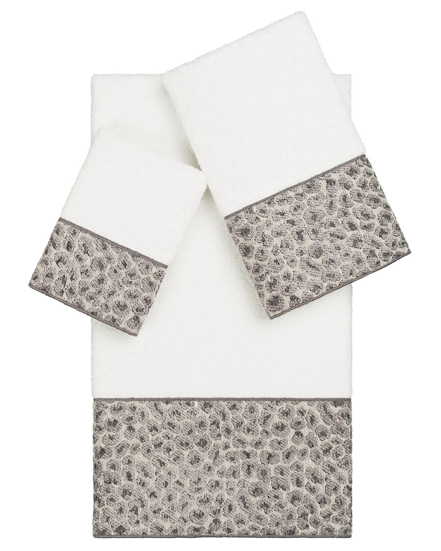 Linum Home Textiles Spots Turkish Cotton 3pc Embellished Towel Set