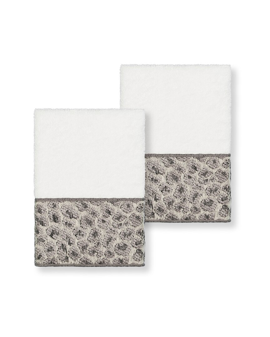 Linum Home Textiles Spots Turkish Cotton 2pc Embellished Washcloth Set