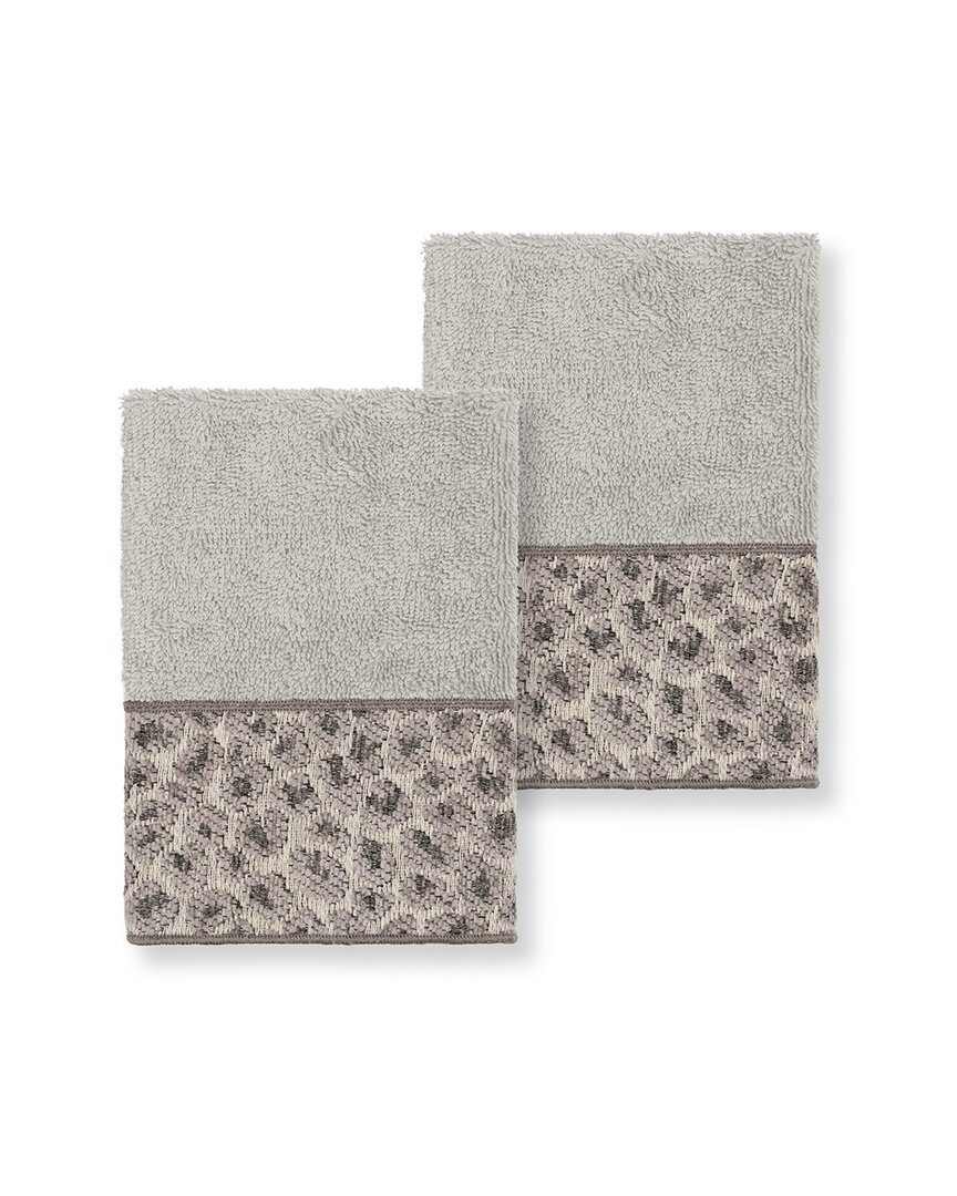 Linum Home Textiles Spots Turkish Cotton 2pc Embellished Washcloth Set