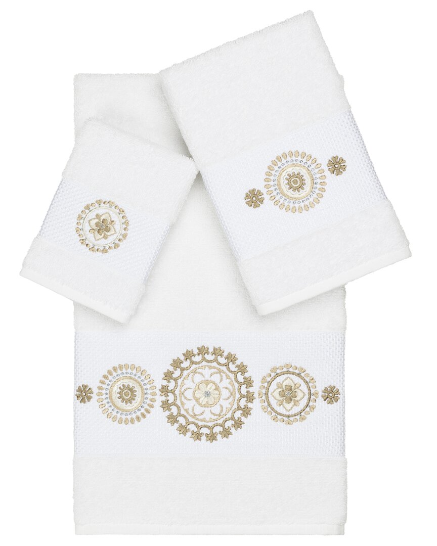 Linum Home Textiles Isabelle Turkish Cotton 3pc Embellished Towel Set