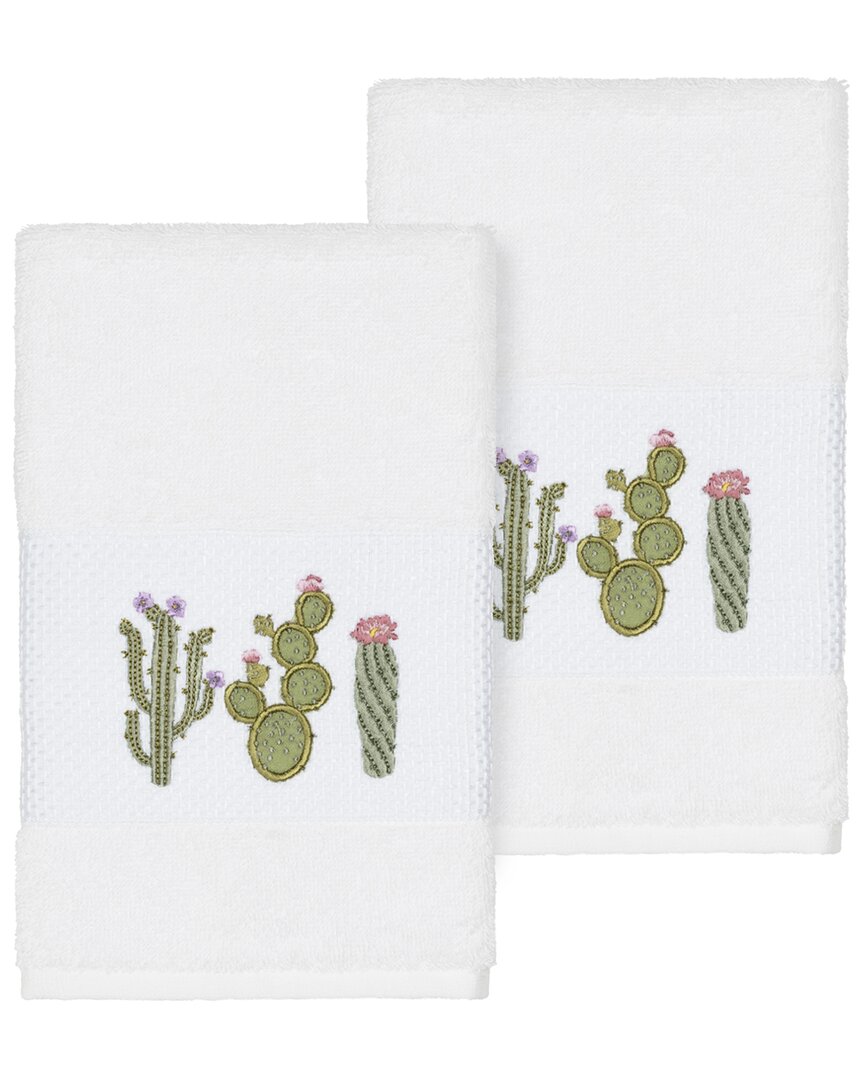 Linum Home Textiles Mila Turkish Cotton 2pc Embellished Hand Towel Set