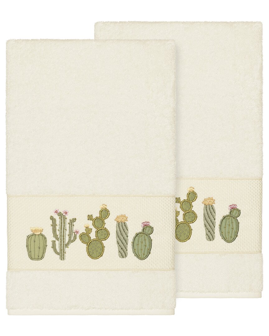 Linum Home Textiles Mila Turkish Cotton 2pc Embellished Bath Towel Set