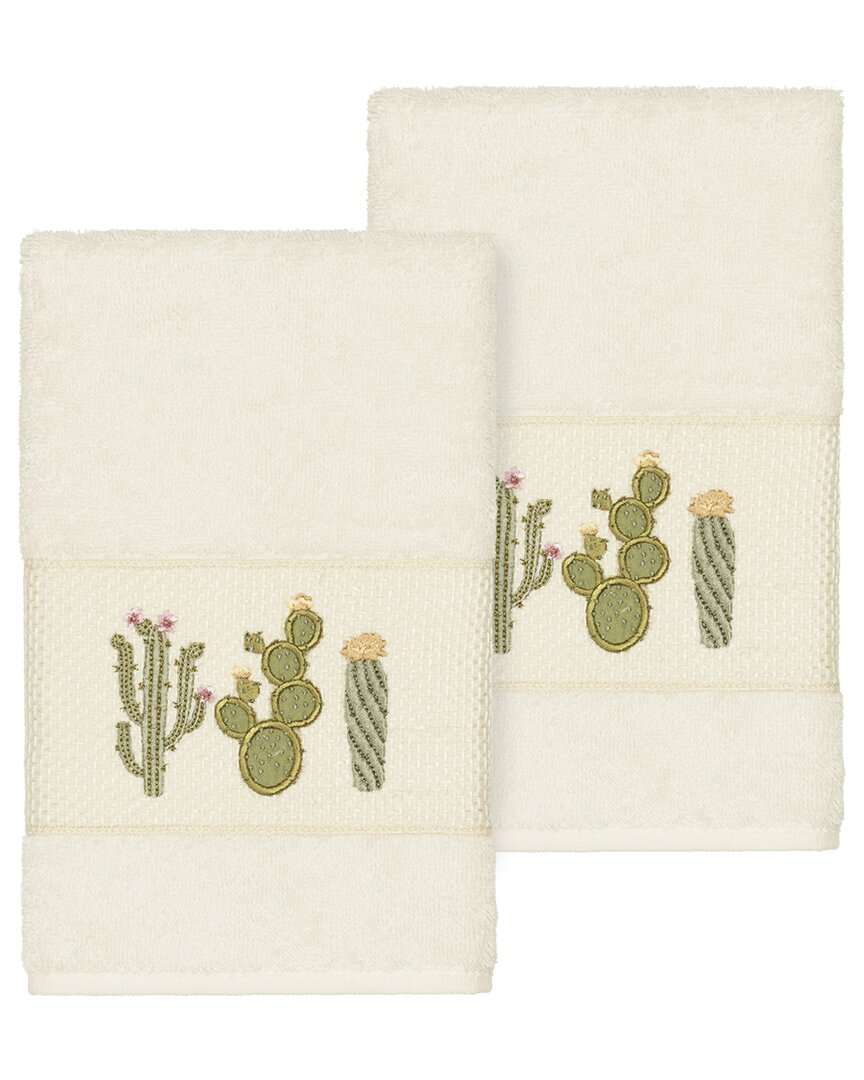 Linum Home Textiles Mila Turkish Cotton 2pc Embellished Hand Towel Set