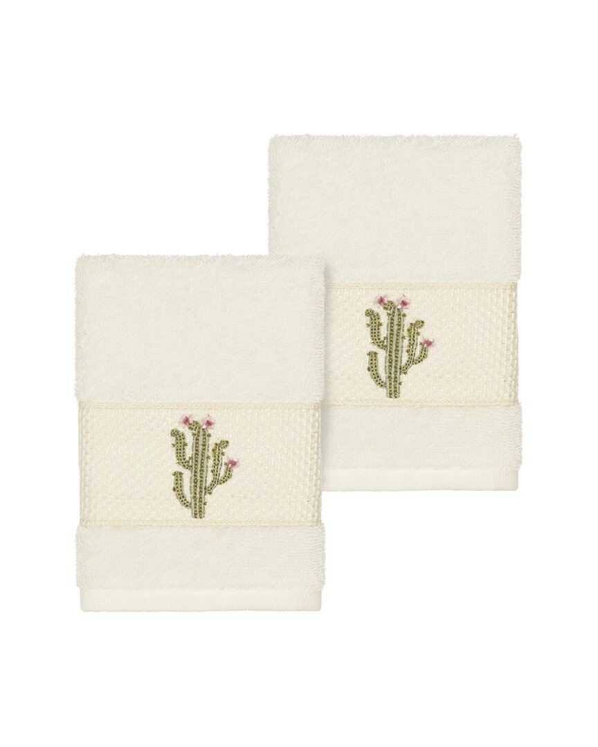 Linum Home Textiles Mila Turkish Cotton 2pc Embellished Washcloth Set