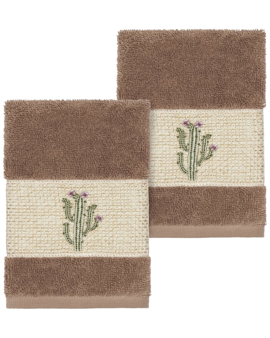 Linum Home Textiles Mila Turkish Cotton 2pc Embellished Washcloth Set