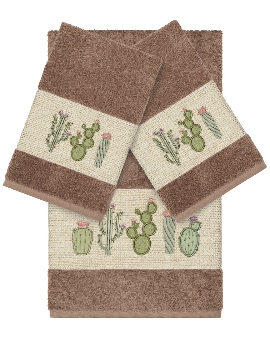 Linum Home Textiles Mila Turkish Cotton 3pc Embellished Towel Set