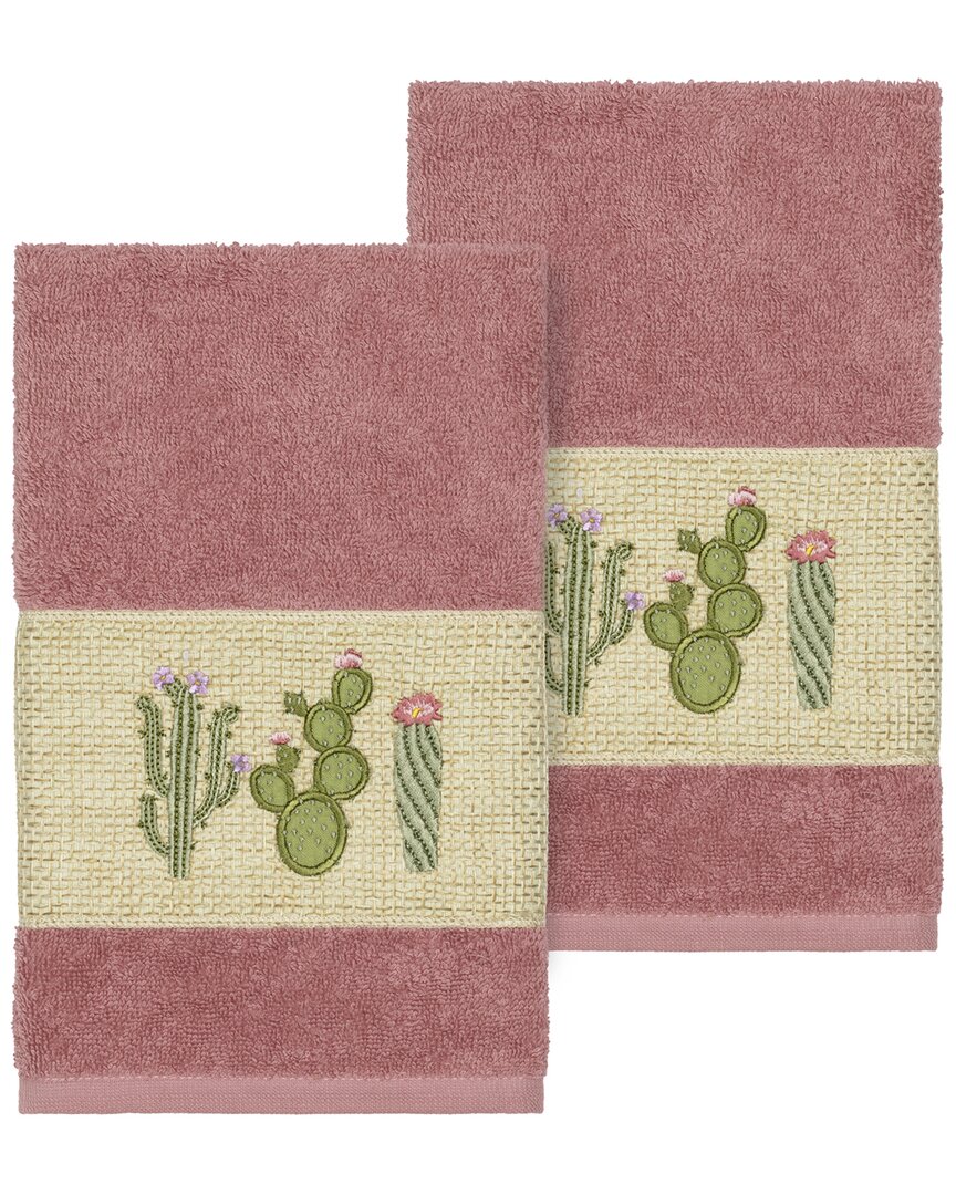 Linum Home Textiles Mila Turkish Cotton 2pc Embellished Hand Towel Set