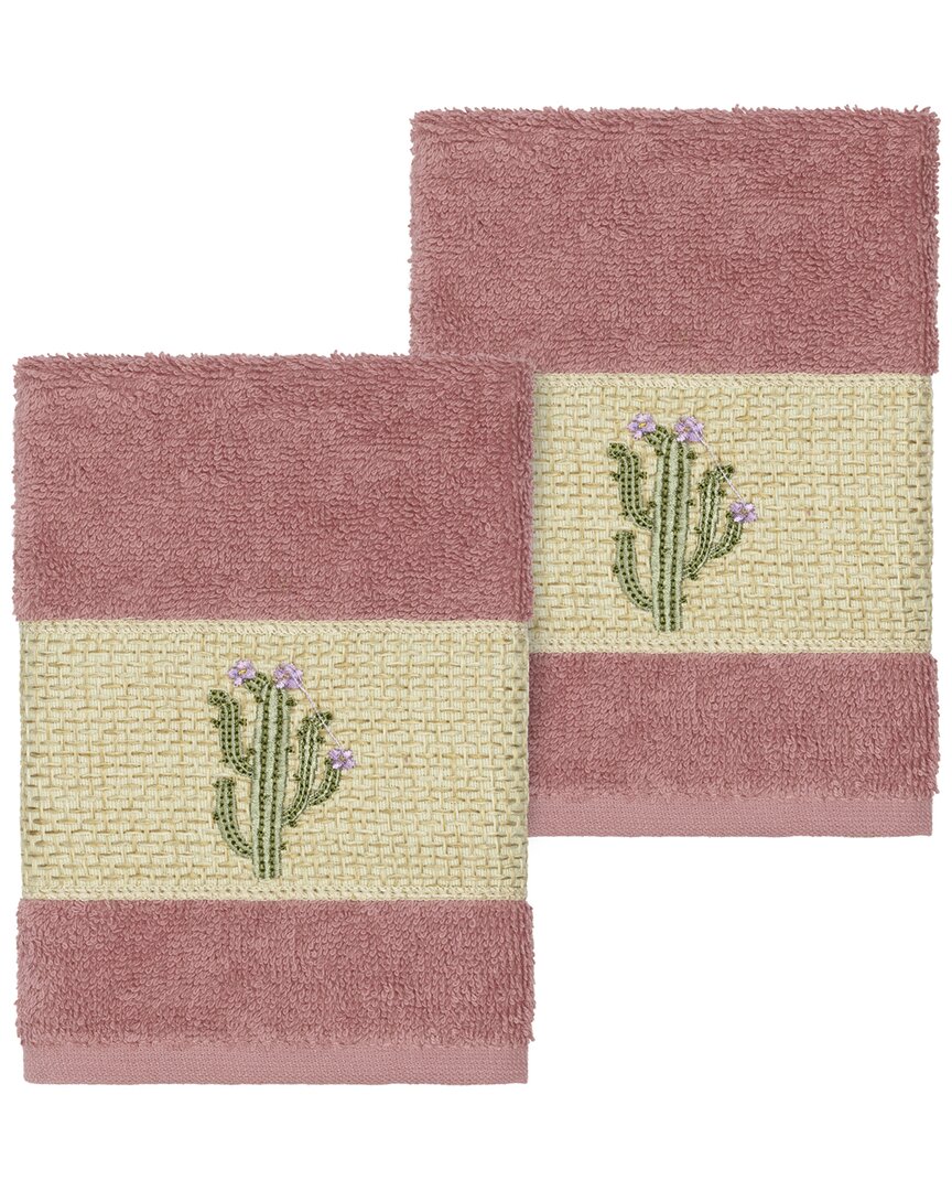Linum Home Textiles Mila Turkish Cotton 2pc Embellished Washcloth Set