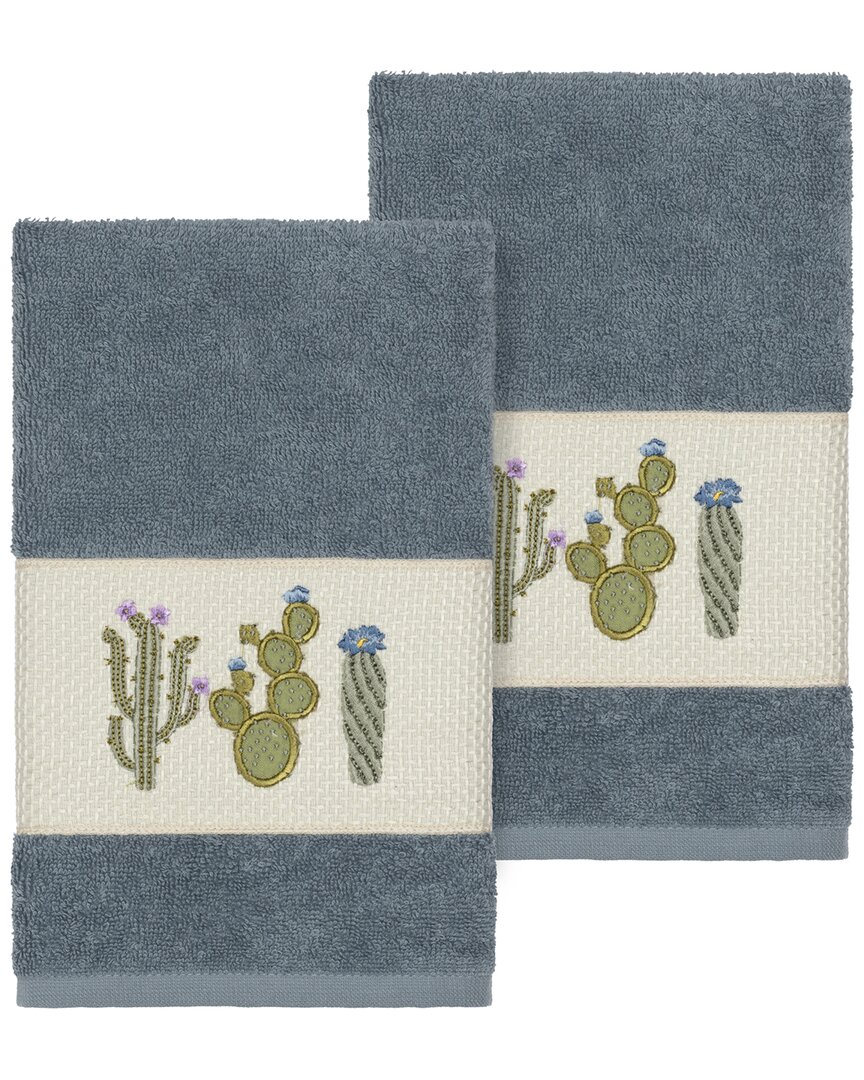 Linum Home Textiles Mila Turkish Cotton 2pc Embellished Hand Towel Set