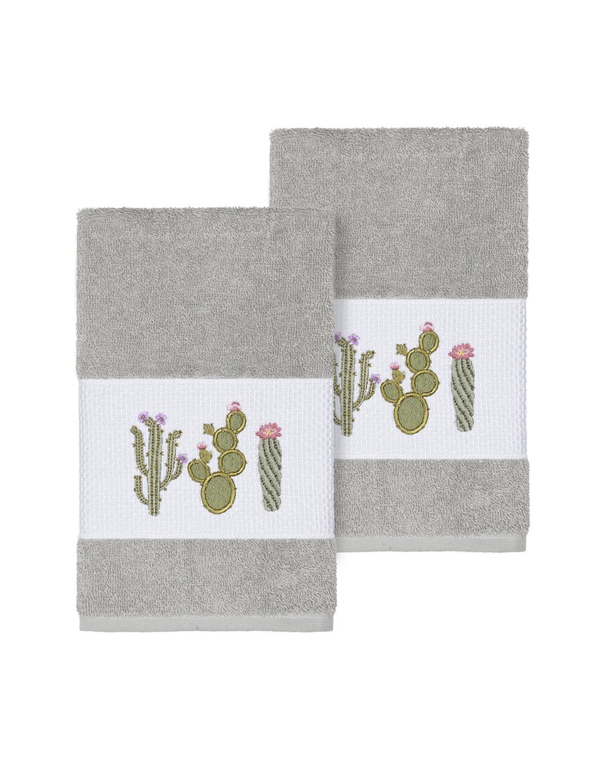 Linum Home Textiles Mila Turkish Cotton 2pc Embellished Hand Towel Set