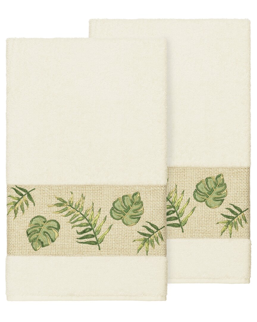Linum Home Textiles Zoe Turkish Cotton 2pc Embellished Bath Towel Set