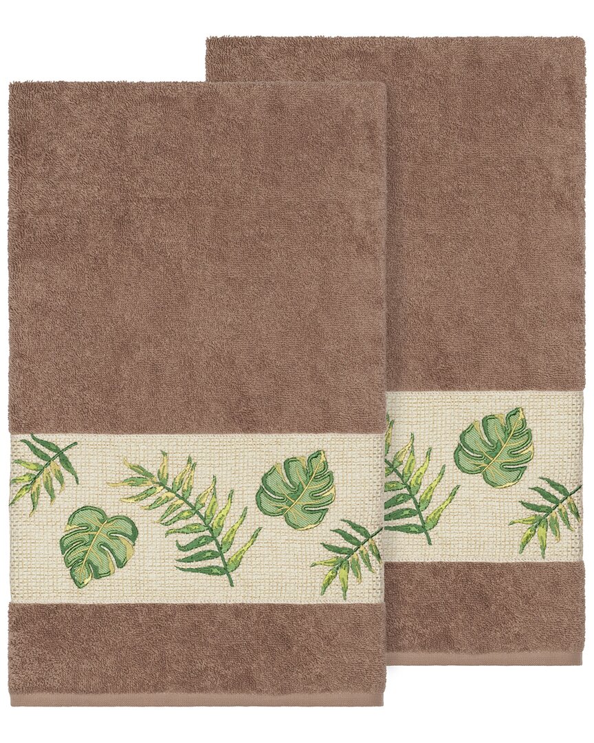 Linum Home Textiles Zoe Turkish Cotton 2pc Embellished Bath Towel Set