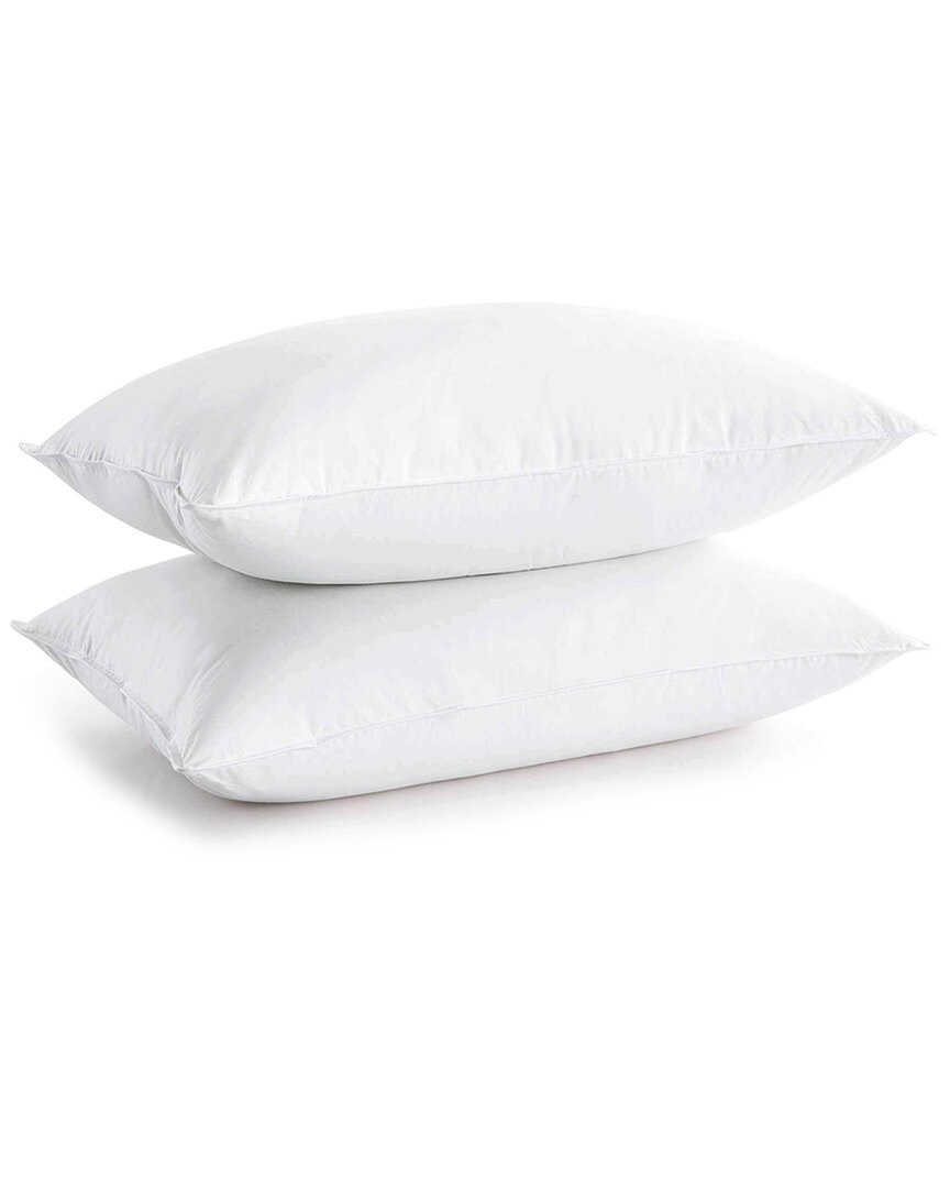 Unikome 2pk Down Feather Fiber Bed Pillows In White