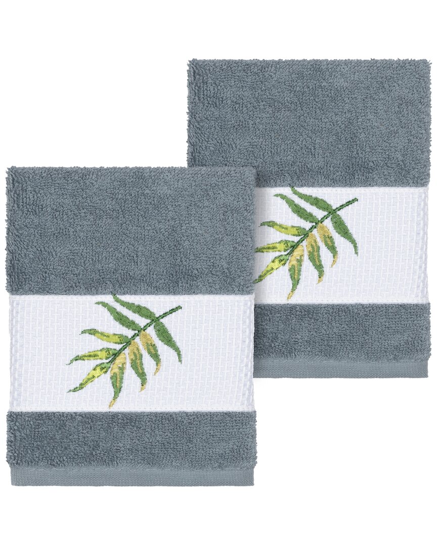 Linum Home Textiles Zoe Turkish Cotton 2pc Embellished Washcloth Set