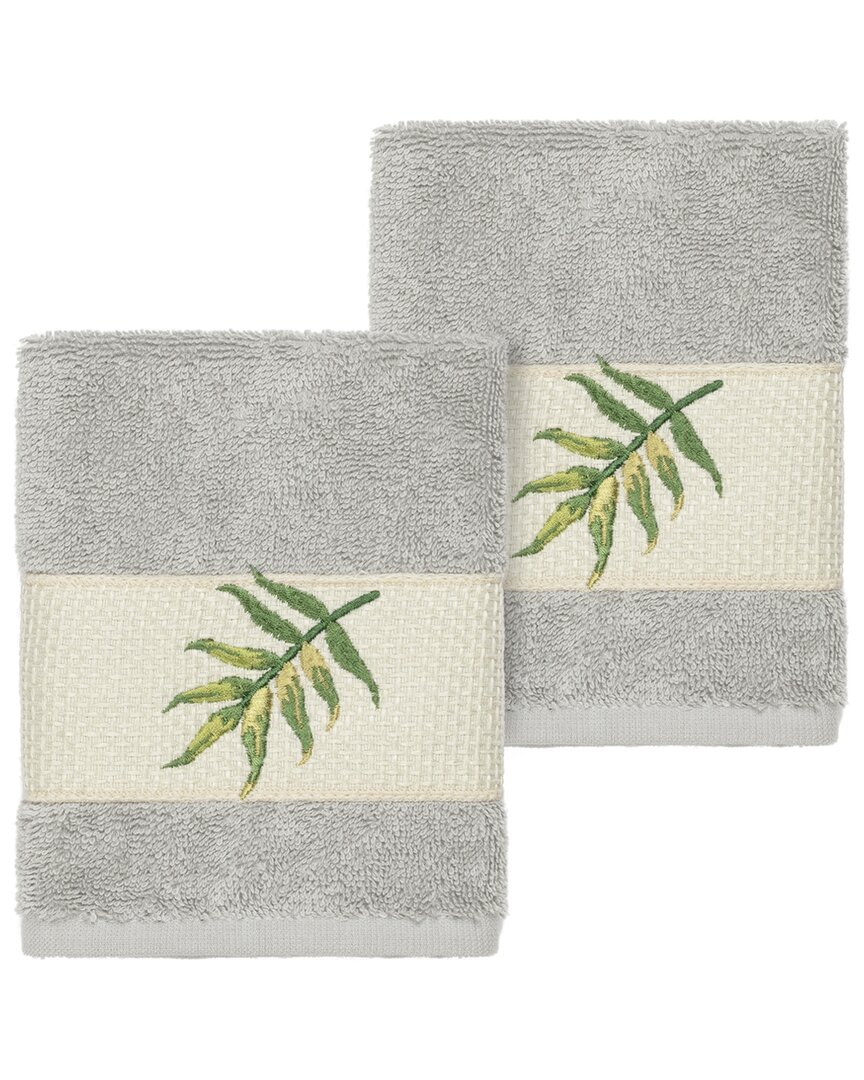 Linum Home Textiles Zoe Turkish Cotton 2pc Embellished Washcloth Set