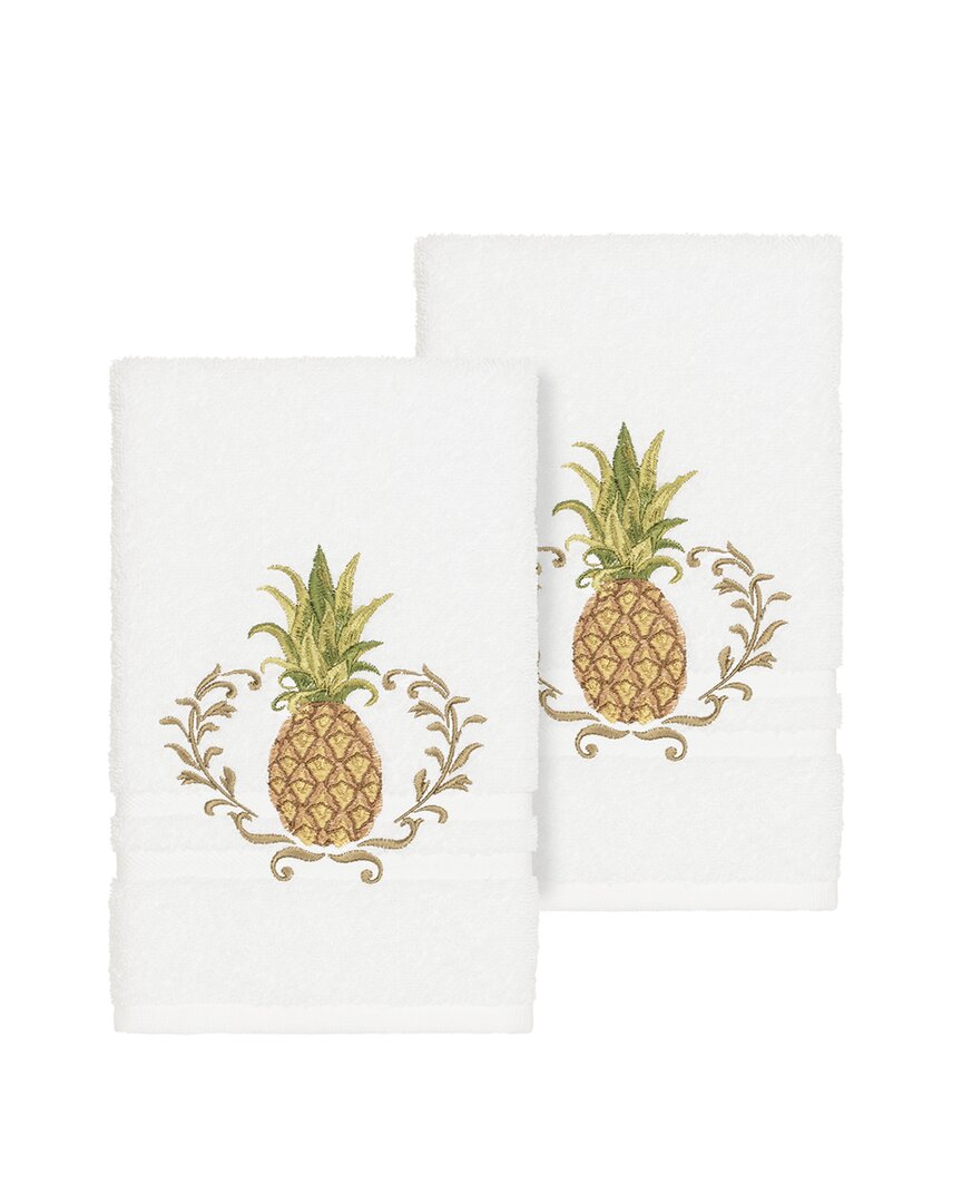 Linum Home Textiles Welcome Turkish Cotton 2pc Embellished Hand Towel Set