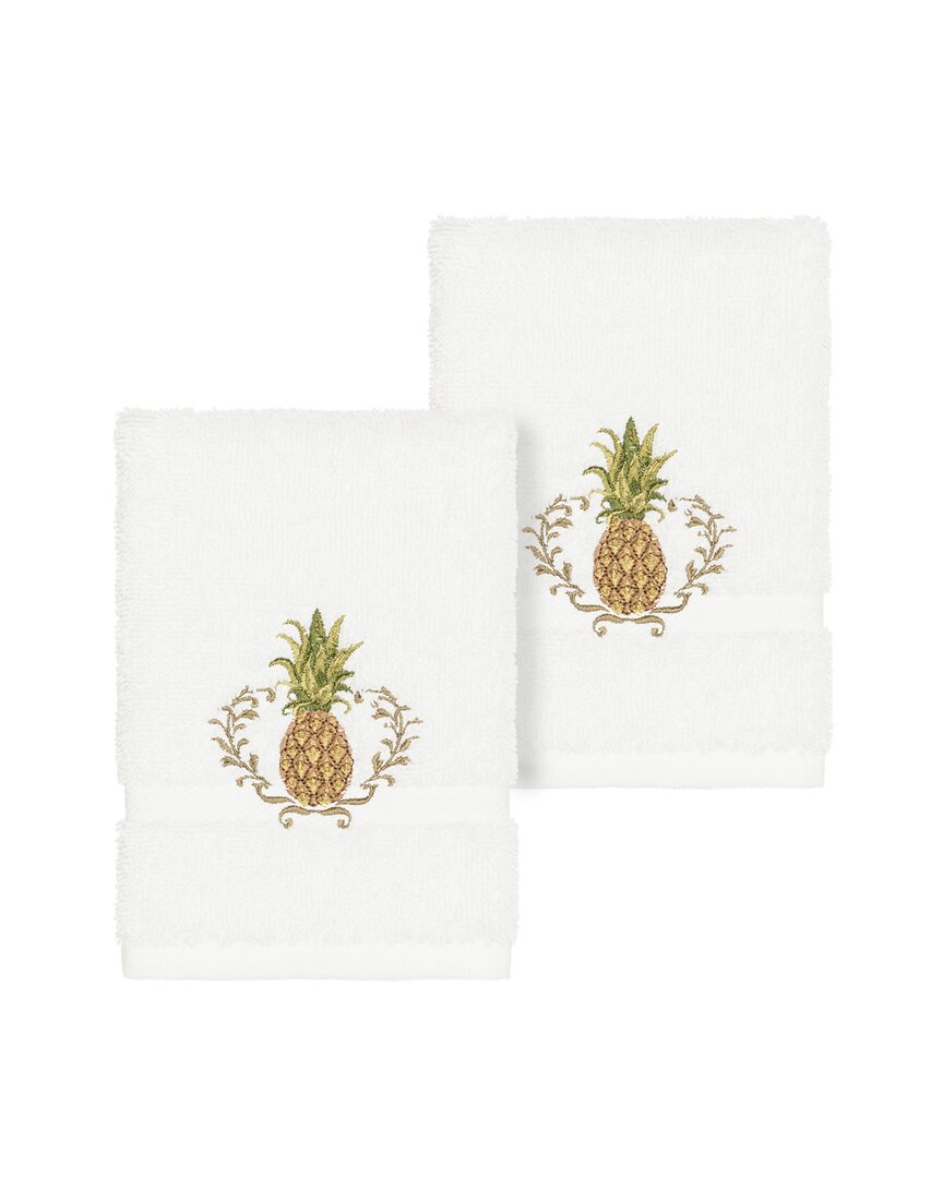 Linum Home Textiles Welcome Turkish Cotton 2pc Embellished Washcloth Set