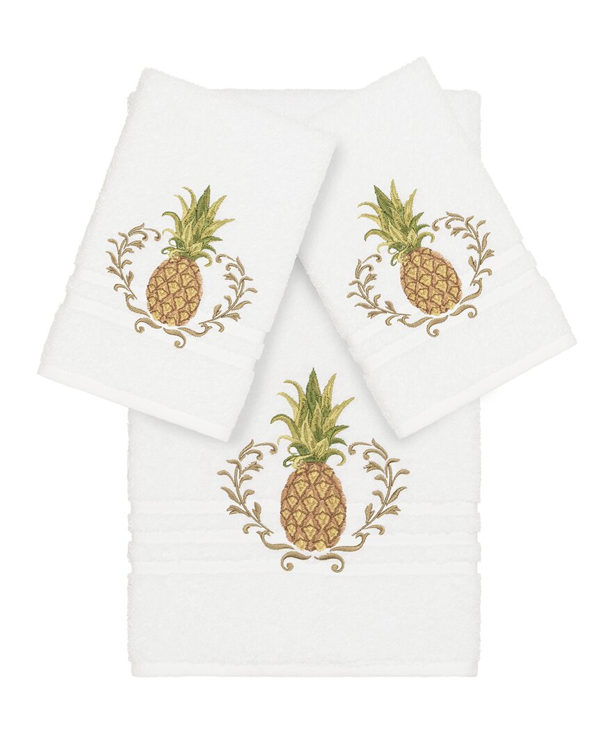 Linum Home Textiles Welcome Turkish Cotton 3pc Embellished Towel Set