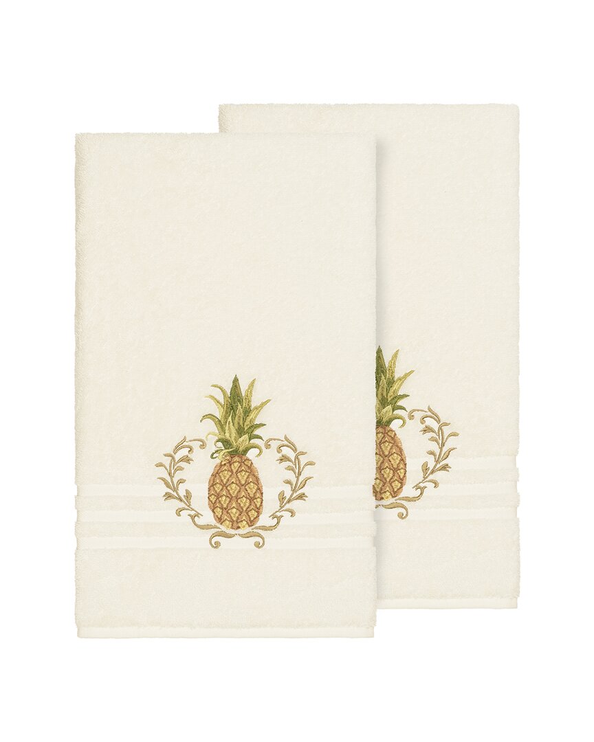 Linum Home Textiles Welcome Turkish Cotton 2pc Embellished Bath Towel Set