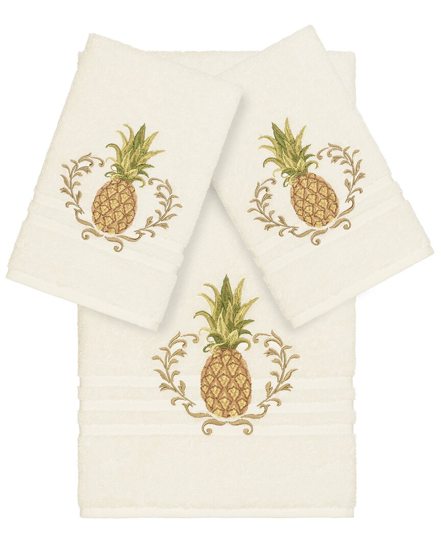 Linum Home Textiles Welcome Turkish Cotton 3pc Embellished Towel Set