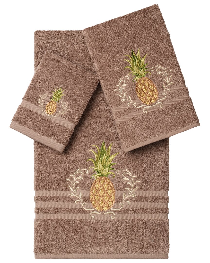 Linum Home Textiles Welcome Turkish Cotton 3pc Embellished Towel Set