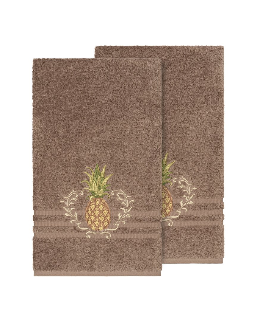 Linum Home Textiles Welcome Turkish Cotton 2pc Embellished Bath Towel Set