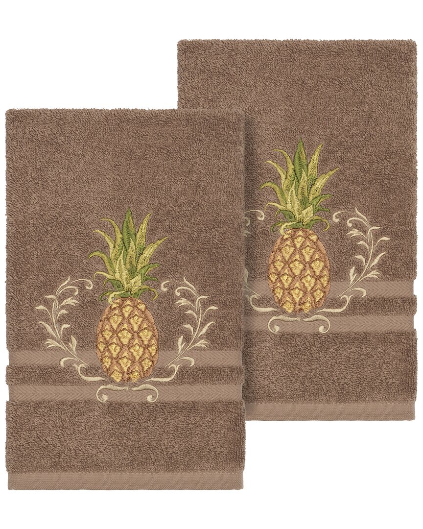 Linum Home Textiles Welcome Turkish Cotton 2pc Embellished Hand Towel Set