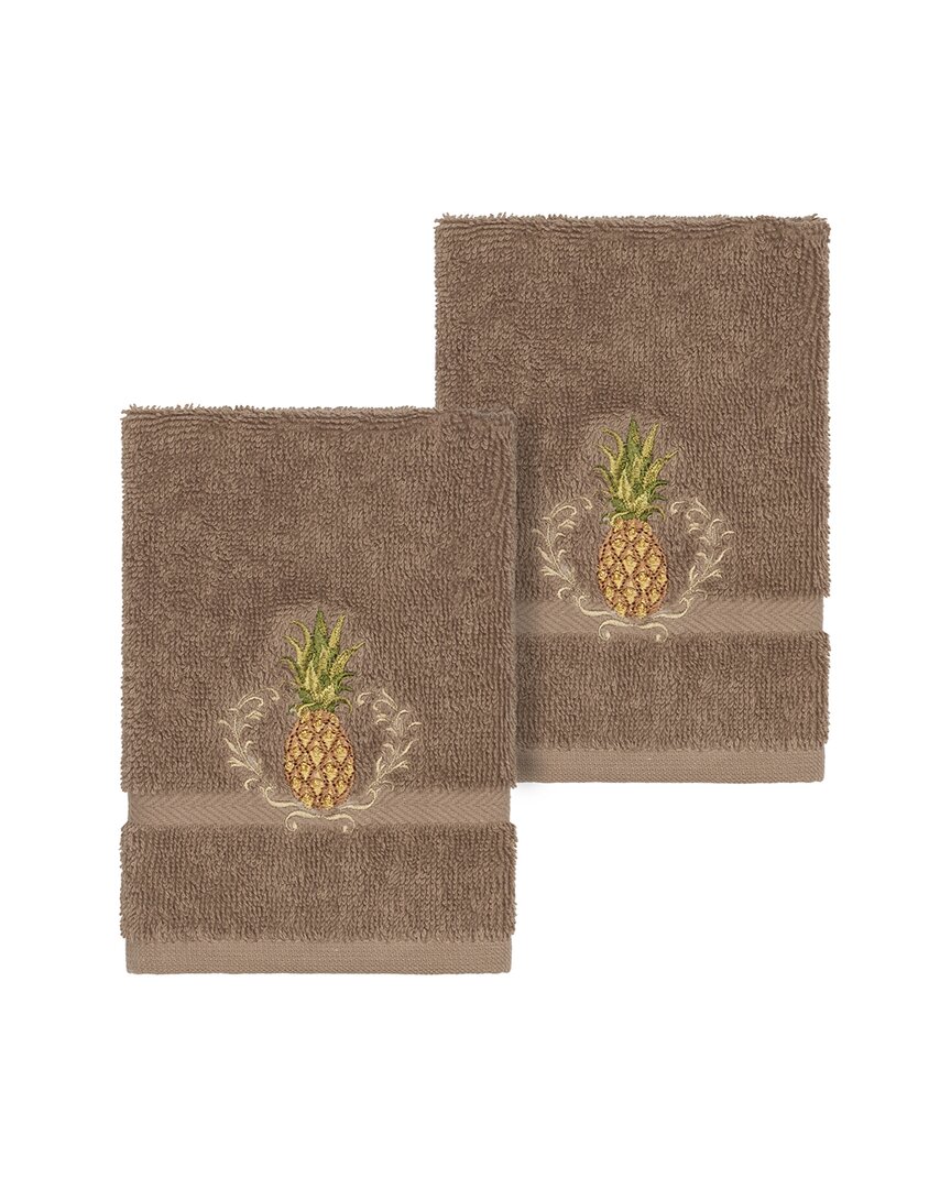 Linum Home Textiles Welcome Turkish Cotton 2pc Embellished Washcloth Set