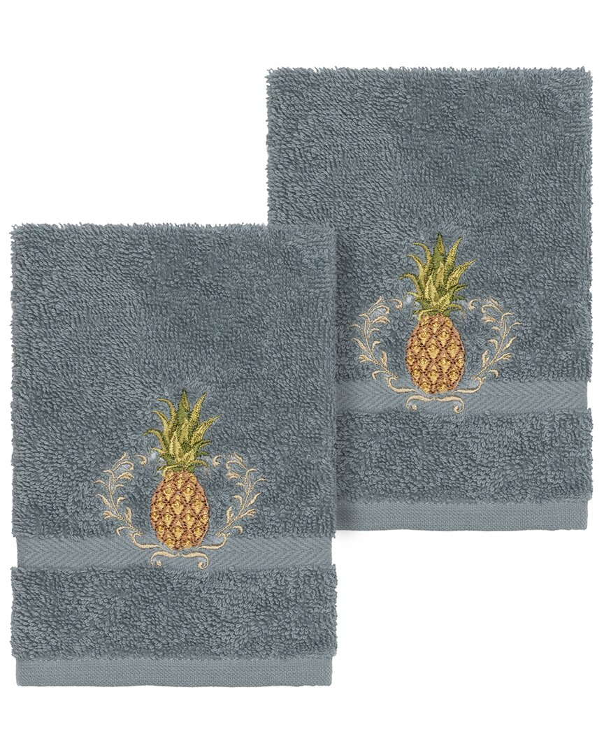 Linum Home Textiles Welcome Turkish Cotton 2pc Embellished Washcloth Set