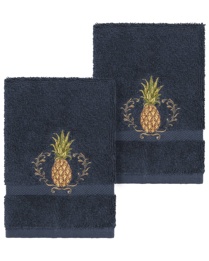 Linum Home Textiles Welcome Turkish Cotton 2pc Embellished Washcloth Set