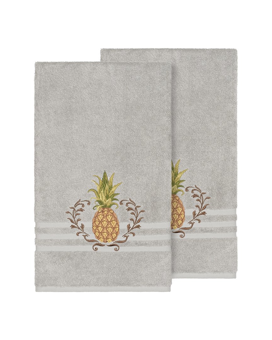 Linum Home Textiles Welcome Turkish Cotton 2pc Embellished Bath Towel Set