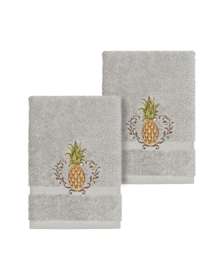 Linum Home Textiles Welcome Turkish Cotton 2pc Embellished Washcloth Set