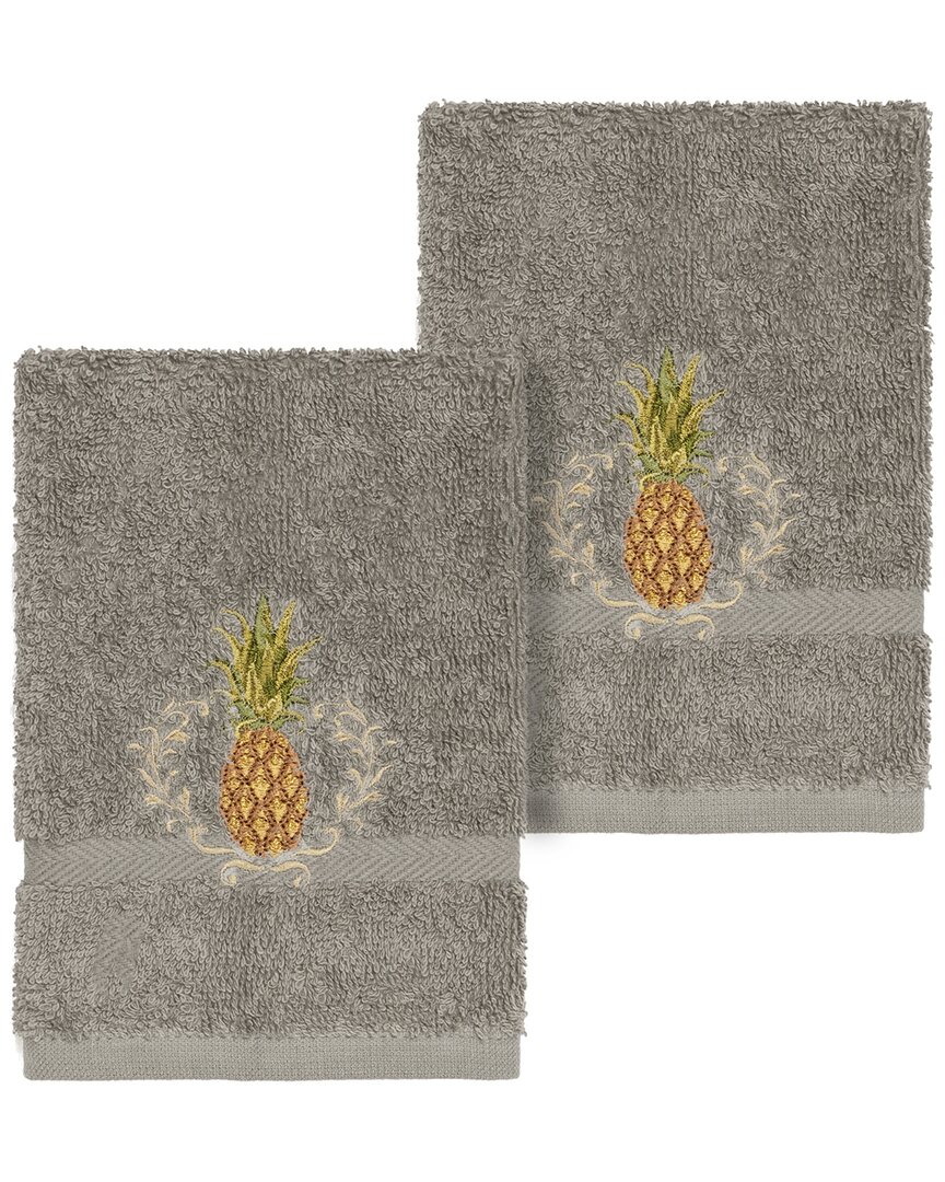 Linum Home Textiles Welcome Turkish Cotton 2pc Embellished Washcloth Set