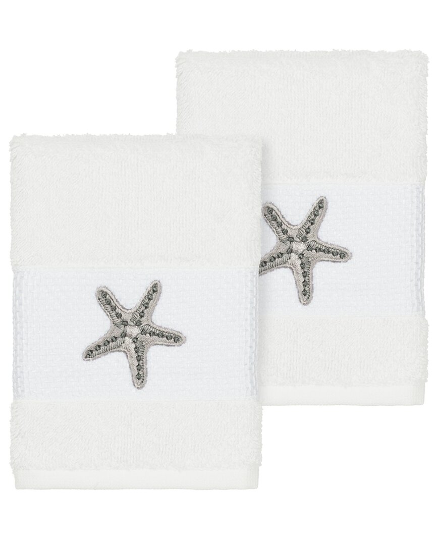 Linum Home Textiles Lydia Turkish Cotton 2pc Embellished Washcloth Set