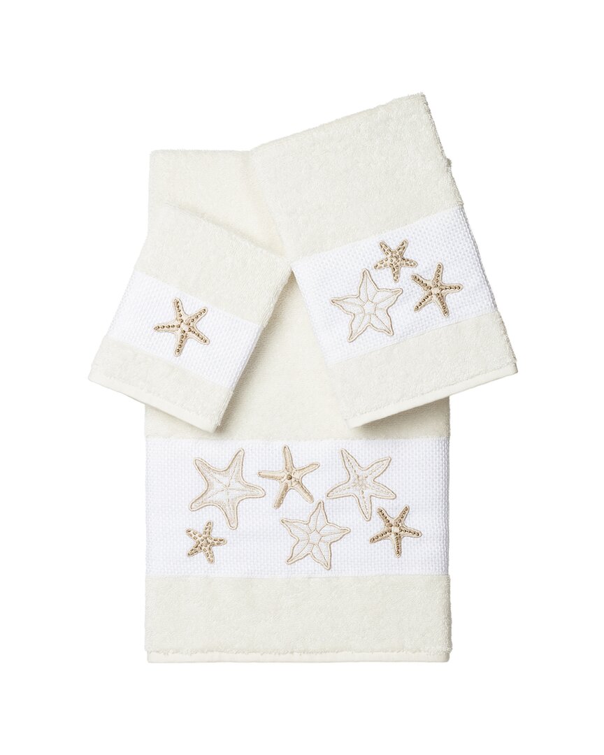 Linum Home Textiles Lydia Turkish Cotton 3pc Embellished Towel Set