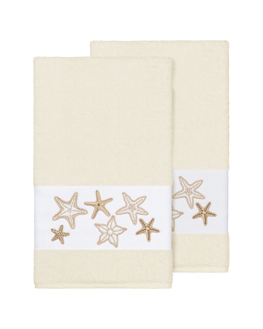 Linum Home Textiles Lydia Turkish Cotton 2pc Embellished Bath Towel Set