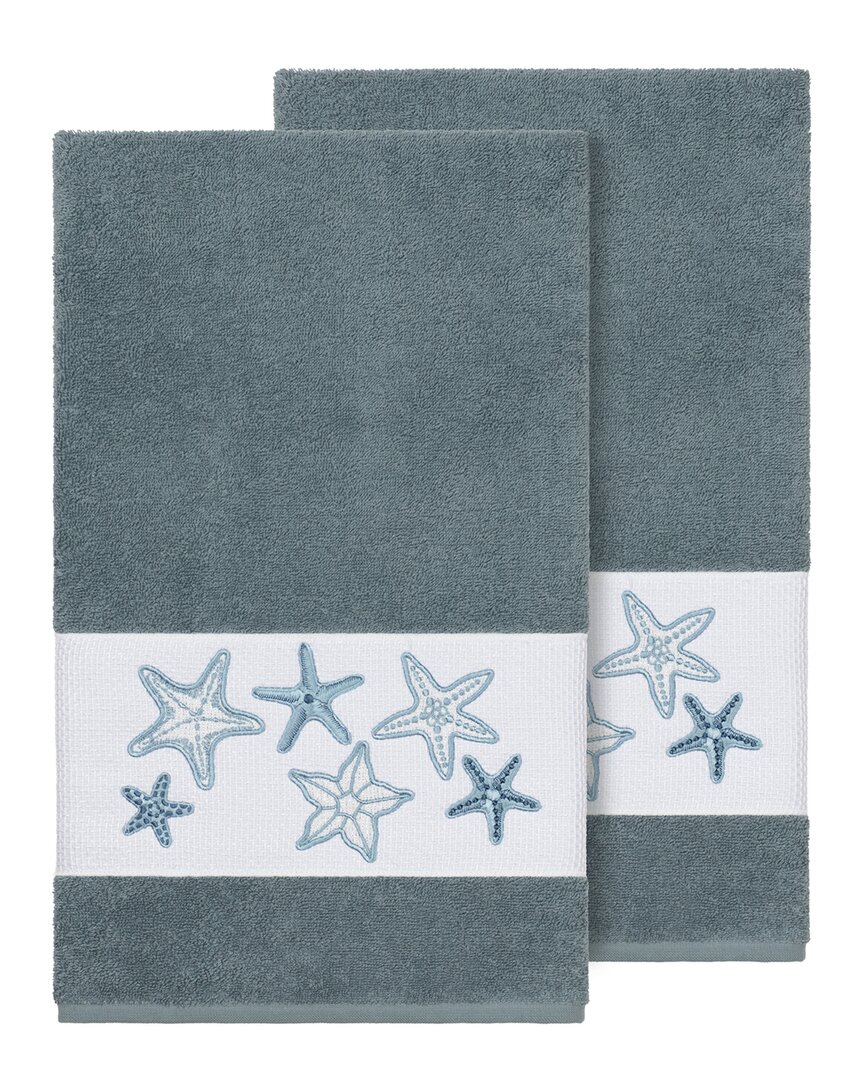 Linum Home Textiles Lydia Turkish Cotton 2pc Embellished Bath Towel Set